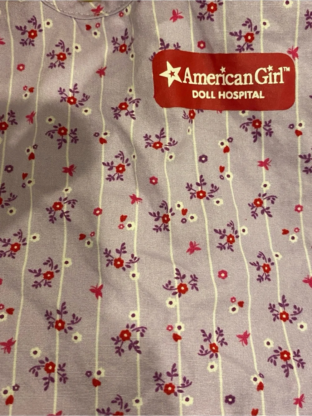 American Girl Doll Hospital Gown Very Cute! Bow Back Lilac Purple
